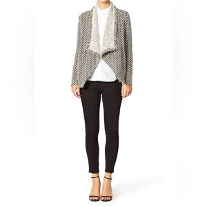 BB Dakota Chevron Knit Cardigan Women's Medium Nordstrom Black White Open Draped